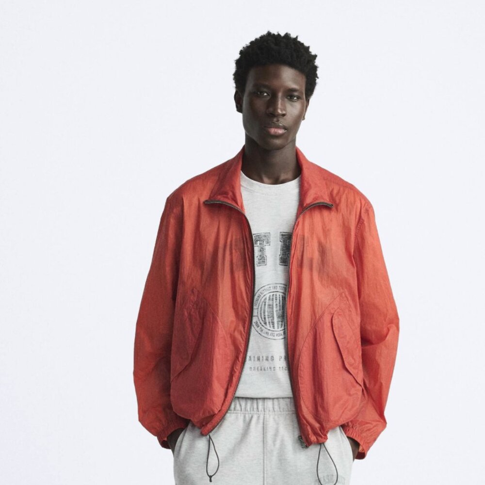 NWOT Zara Lightweight Windbreaker Jacket Burnt Orange Men’s 8574/456  Large